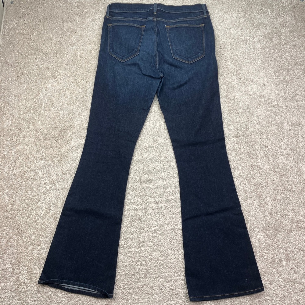 FRAME Denim Le High Flare Jeans Womens 32 x 32 Dark Blue Wash Stretch USA Made - Picture 2 of 10